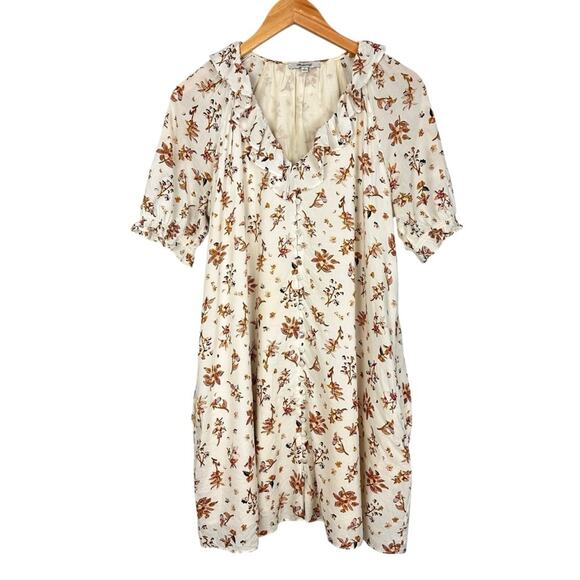 Madewell Ruffle Button Front Trapeze A-line Dress in Floral Reef Size Small - Picture 5 of 13